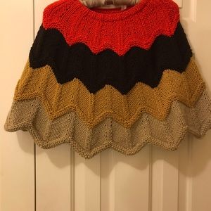 Gently used Mini poncho Cape-let Multi-colored knitting Size Small